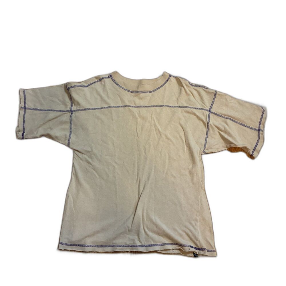 Urban Outfitters Out From Under Contrast Overlock Stitch T-Shirt Tan Laggenlook